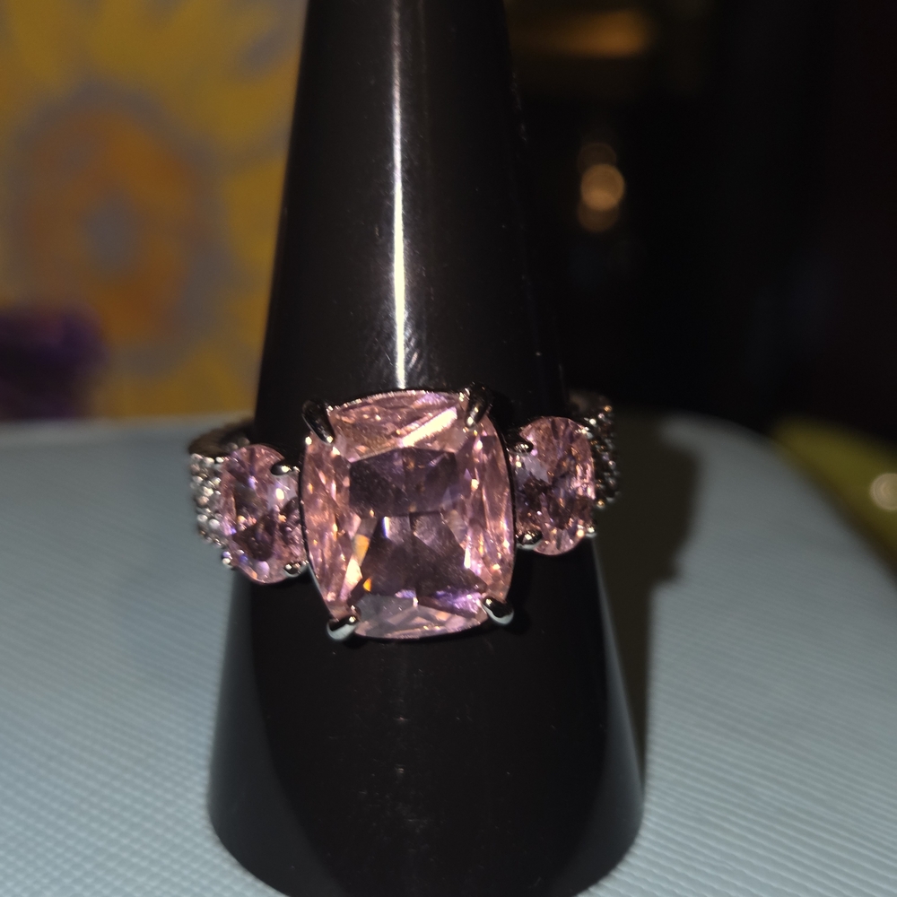 Radiant Pink Gemstone Ring - Picture 2 of 4